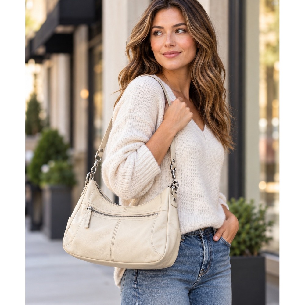 Vintage Wilson's Leather Cream Shoulder Bag – Y2K Soft Leather Crossbody Purse